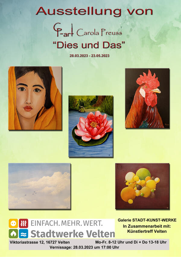 Bild vergrößern: Künstlertreff: Ausstellung von Carola Preus "Dies und Das" vom 28. März bis 23. Mai 2023
