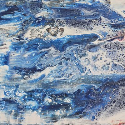 Bild vergr&ouml;&szlig;ern: Digitale Kunstgalerie: Tosende Gischt, Acryl-Pouring auf Keilrahmen, 2021, K&uuml;nstlerin: Ursula Weber / K&uuml;nstlertreff Velten