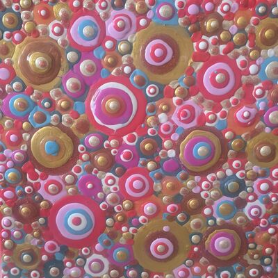 Bild vergr&ouml;&szlig;ern: Digitale Kunstgalerie: Lustig, Acryl-Dot-Painting auf Keilrahmen, 2025, K&uuml;nstlerin: Ursula Weber / K&uuml;nstlertreff Velten