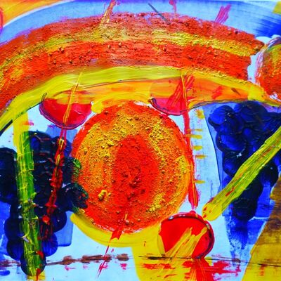 Digitale Kunstgalerie: Obstkorb, Acryl, 2009, K&uuml;nstlerin: Heike Toll / K&uuml;nstlertreff Velten